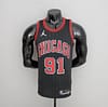 75th Anniversary Rodman#91 Bulls Flyers Black NBA Jersey
