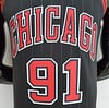 75th Anniversary Rodman#91 Bulls Flyers Black NBA Jersey - Image 7