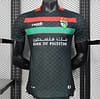 Player Version 25/26 CD Palestino Away Black Jersey with Red-Green Stripes and Bank of Palestine Sponsor