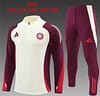 24/25 Kids Bayern Munich Light Yellow/Wine Half Zipper Jacket+Long Pants
