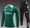 24/25 Kids Manchester United Green Half Zipper Jacket+Long Pants