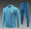 24/25 Olympique Marseille Blue Grid Half Zipper Jacket+Long Pants