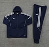 2023 Adidas Navy Hoodie Full Zipper Jacket +Pants - Image 2