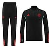 23/24 Manchester United Black Half Zipper Jacket+Pants - Image 8