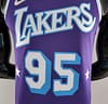 2022 75th Anniversary TOSCANO #95 Los Angeles Lakers City Edition Purple NBA Jersey - Image 6