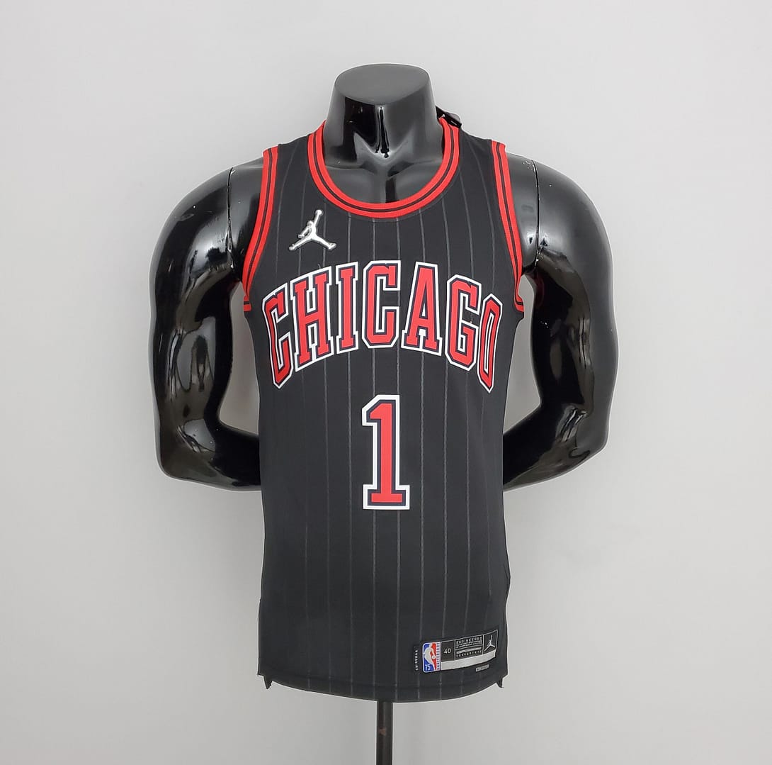 75th Anniversary Rose #1 Bulls Flyers Black NBA Jersey