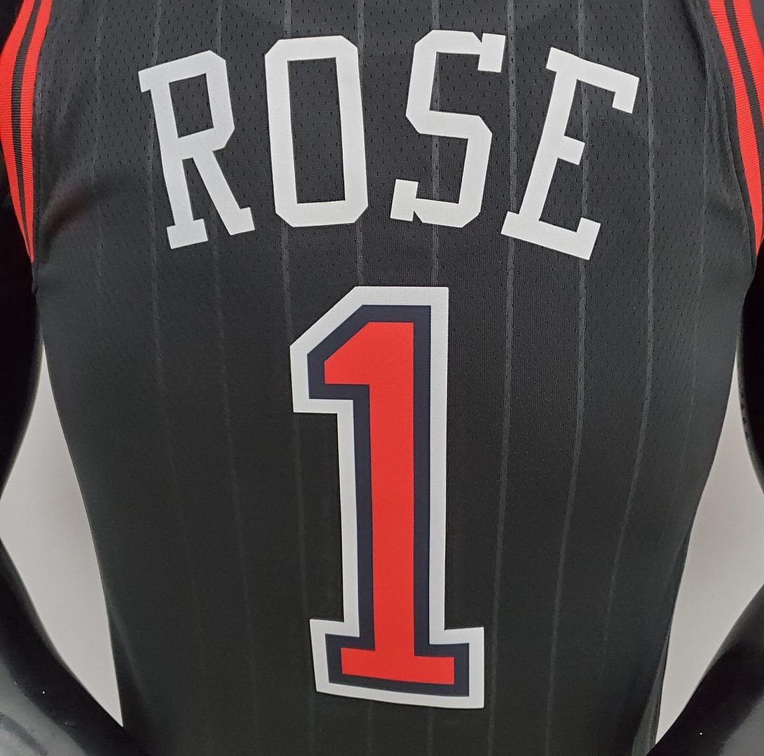 75th Anniversary Rose #1 Bulls Flyers Black NBA Jersey - Image 5