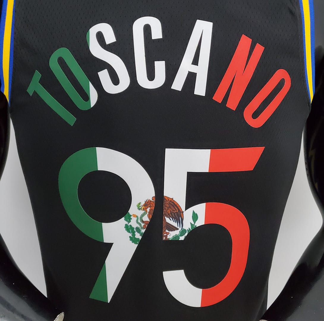 2022 75th Anniversary Golden State Warriors TOSCANO#95 Mexico Edition Black NBA Jersey - Image 3