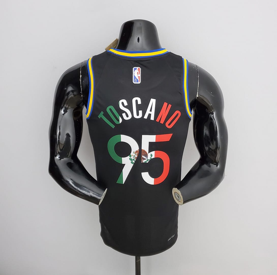 2022 75th Anniversary Golden State Warriors TOSCANO#95 Mexico Edition Black NBA Jersey - Image 4