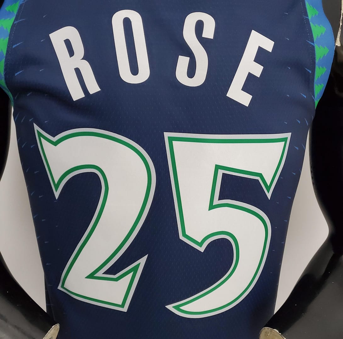 75th Anniversary 2202 Season ROSE#25 Minnesota Timberwolves City Edition Blue NBA Jersey - Image 3