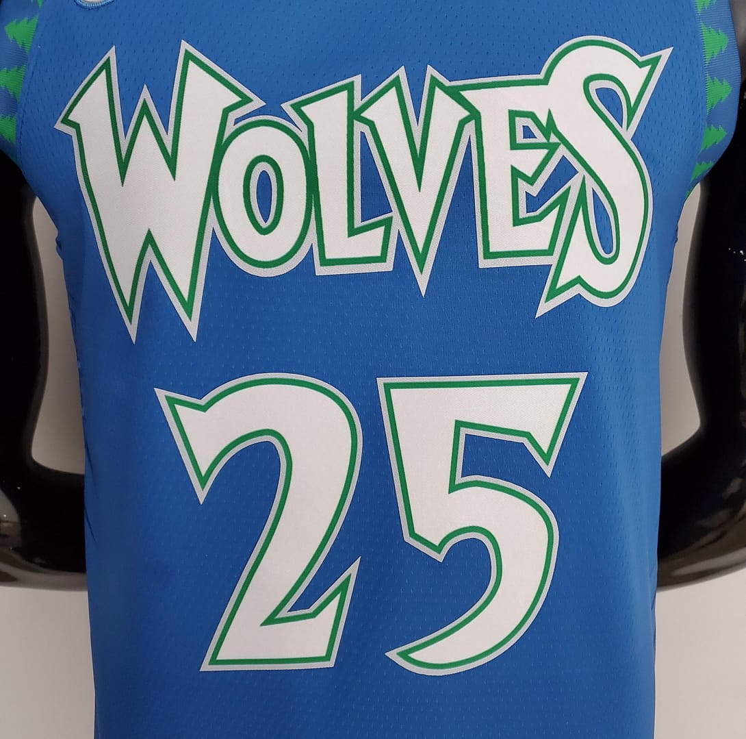 75th Anniversary 2202 Season ROSE#25 Minnesota Timberwolves City Edition Blue NBA Jersey - Image 8