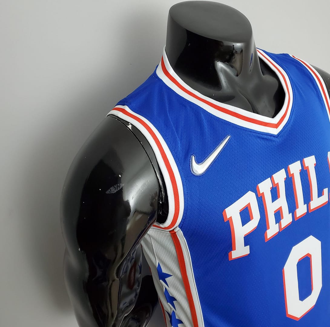 75th Anniversary Philadelphia 76ers MAXEY#0 Blue NBA Jersey - Image 6