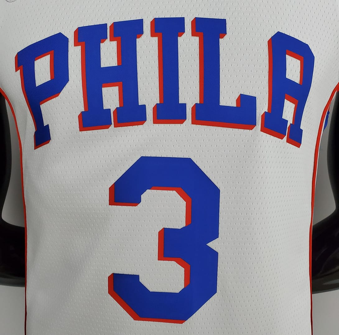 75th Anniversary Philadelphia 76ers IVERSON#3 White NBA Jersey - Image 7