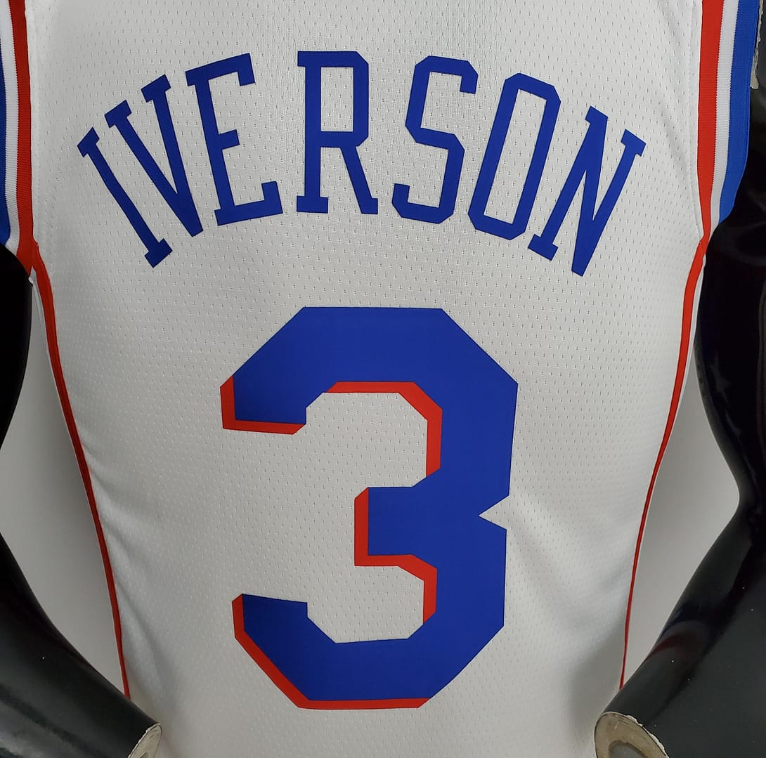 75th Anniversary Philadelphia 76ers IVERSON#3 White NBA Jersey - Image 9