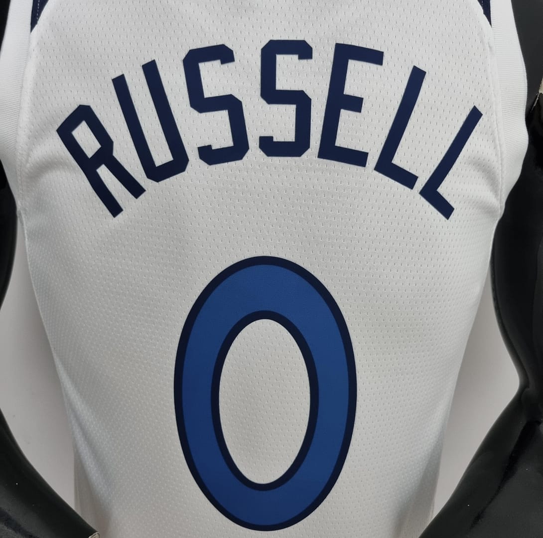 75th Anniversary Minnesota Timberwolves Russell #0 Royal White NBA Jersey - Image 3