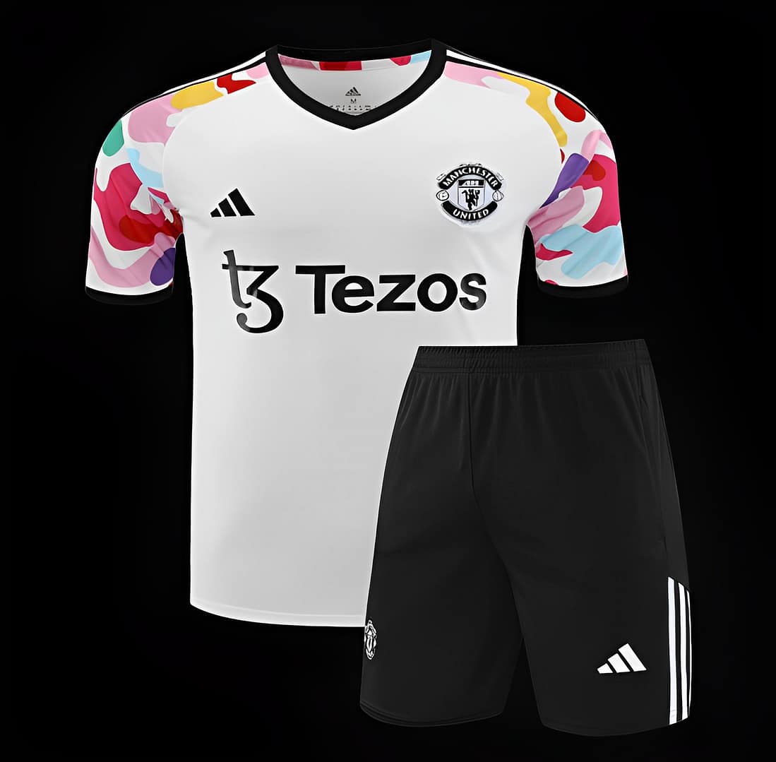 24/25 Manchester United White Short Sleeve Jeresy+Shorts - Image 21