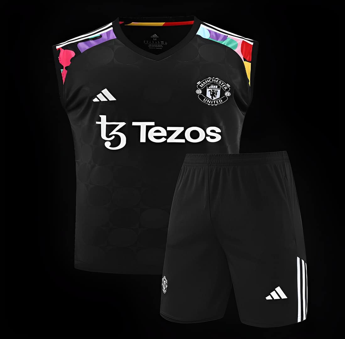 24/25 Manchester United Black Vest Jeresy+Shorts - Image 22