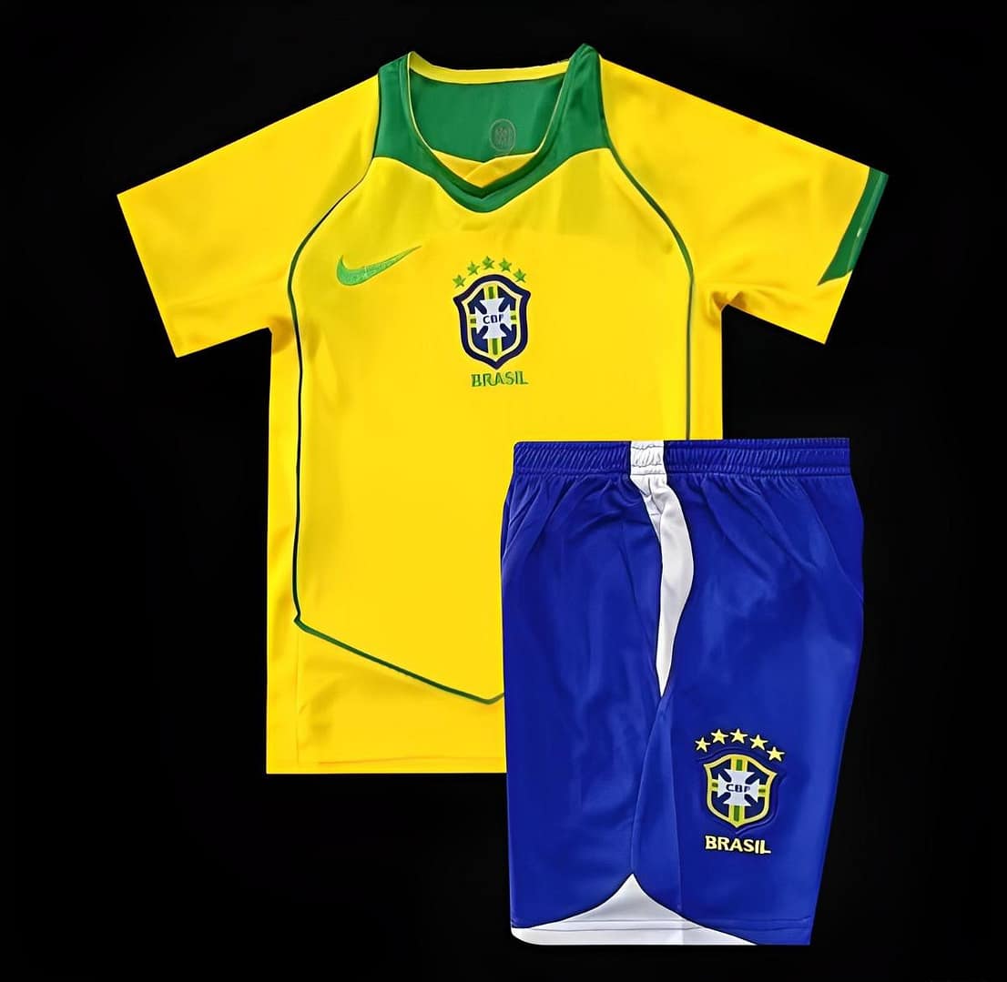 Retro 2004 Kids Brazil Home Jersey