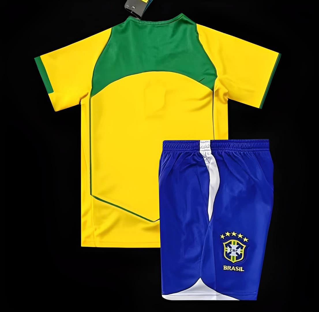 Retro 2004 Kids Brazil Home Jersey - Image 2