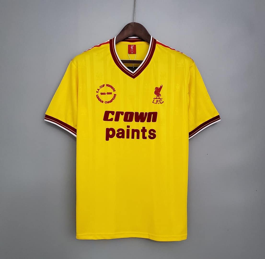 Retro 85/86 Liverpool away yellow Soccer Jersey