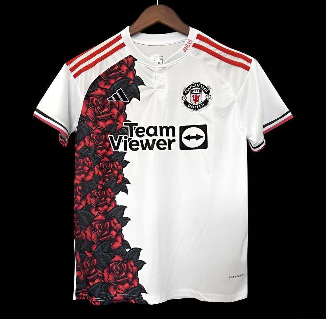 25/26 Manchester United White Rose Pattern Special Jersey