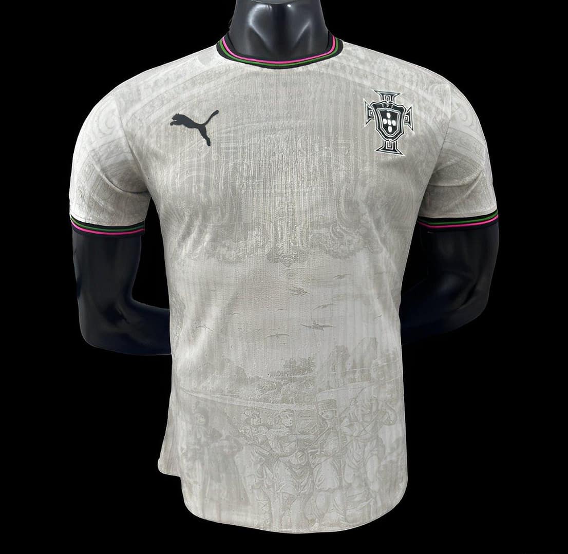 Player Version 2025 Portugal Away White with Subtle Pattern Jersey