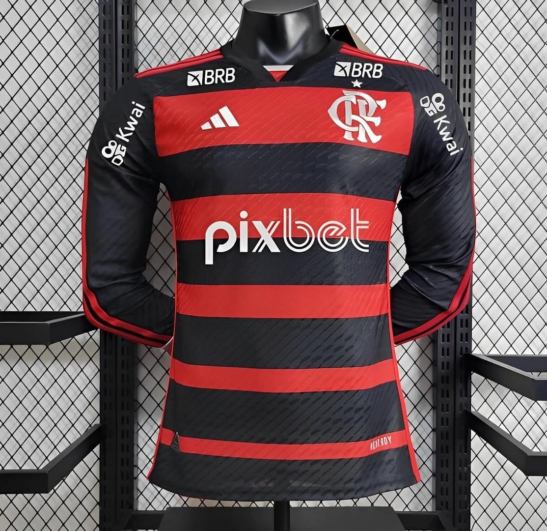 Player Version 24/25 Flamengo Home Long Sleeve Jersey+ All Sponsored - Image 5
