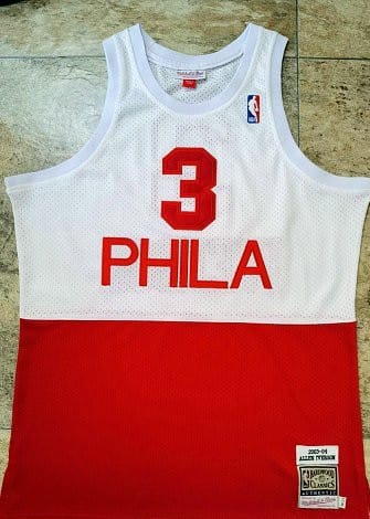 Men's Allen Iverson White And Red Retro Classic Team Jersey - Image 3