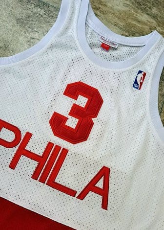 Men's Allen Iverson White And Red Retro Classic Team Jersey - Image 4