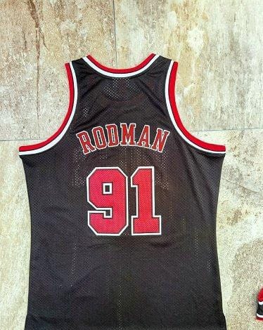 Men's Dennis Rodman Black Retro Classic Team Jersey - Image 6