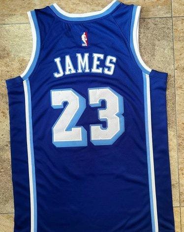 Men's LeBron James Blue Retro Classic Team Jersey - Image 6
