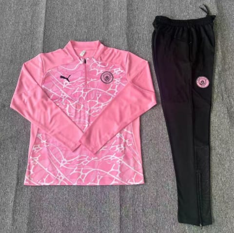 24/25 Kids Manchester City Pink Half Zipper Jacket+Long Pants - Image 2