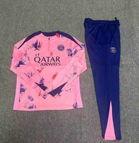 24/25 Kids PSG Pink Half Zipper Jacket+Long Pants - Image 2