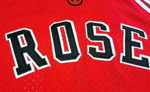 Men's Derrick Rose Red Retro Classic Team Jersey - Image 5