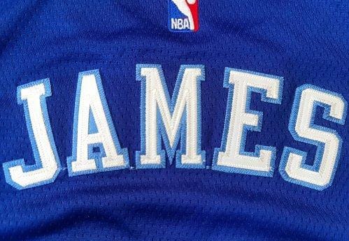 Men's LeBron James Blue Retro Classic Team Jersey - Image 8