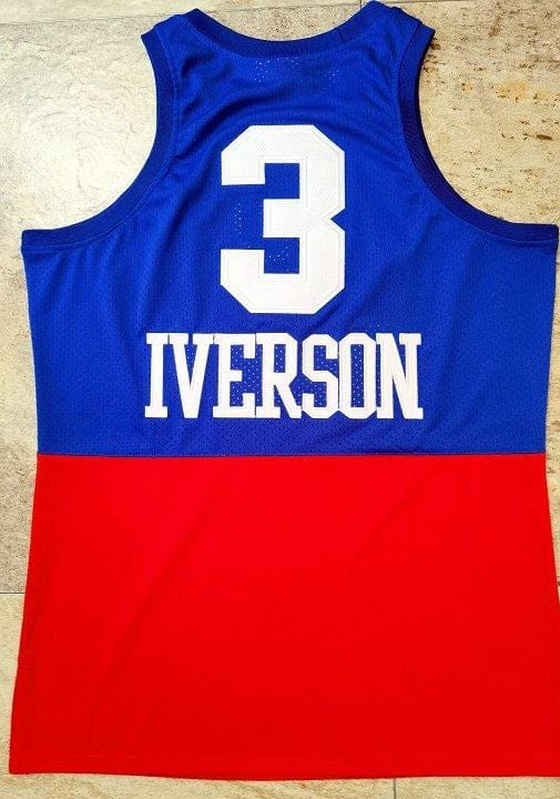 Men's Allen Iverson Blue And Red Retro Classic Team Jersey - Image 2