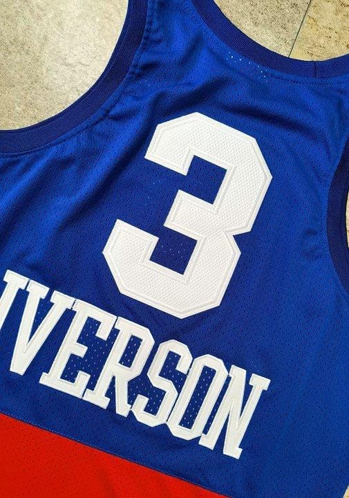 Men's Allen Iverson Blue And Red Retro Classic Team Jersey - Image 11