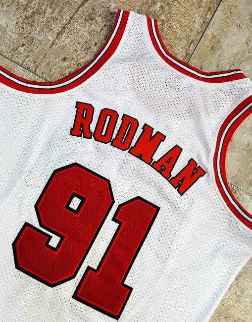 Men's Dennis Rodman White Retro Classic Team Jersey - Image 6