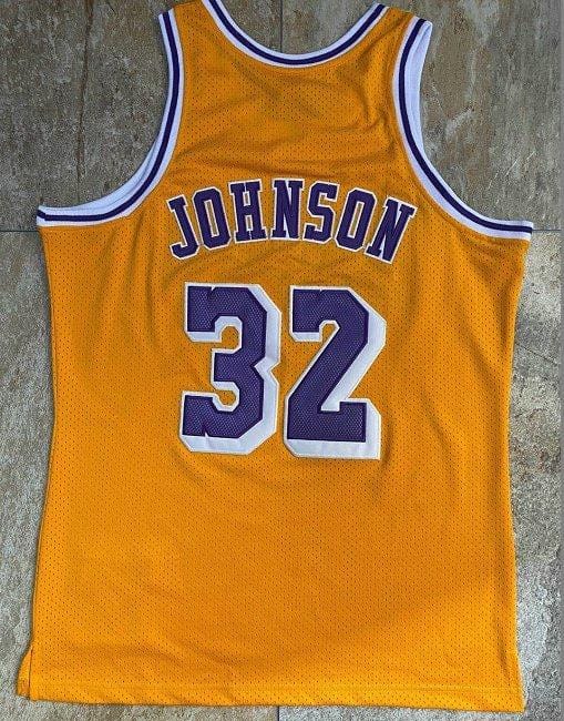 Men's Earvin Johnson Yellow Retro Classic Team Jersey - Image 6