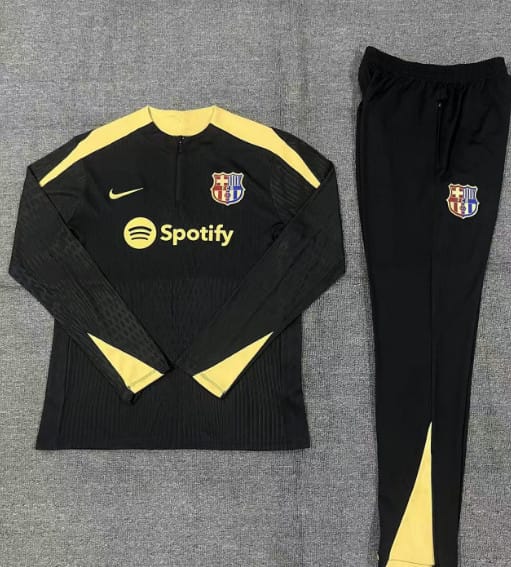 24/25 Kids Barcelona Black Half Zipper Jacket+Long Pants - Image 2
