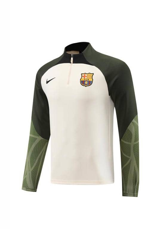 23/24 Barcelona Beige Green Half Zipper Jacket+Pants - Image 19