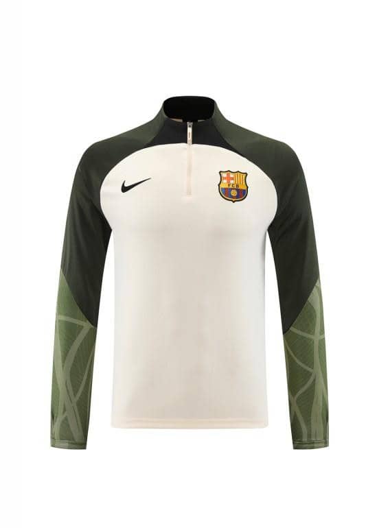23/24 Barcelona Beige Green Half Zipper Jacket+Pants - Image 20