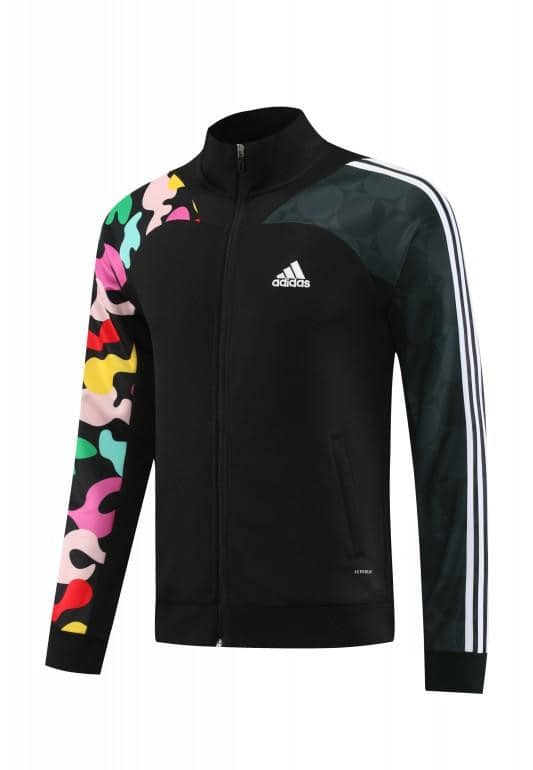 2023 Adidas Black Full Zipper Jacket With Colorful Sleeve+Pants - Image 13