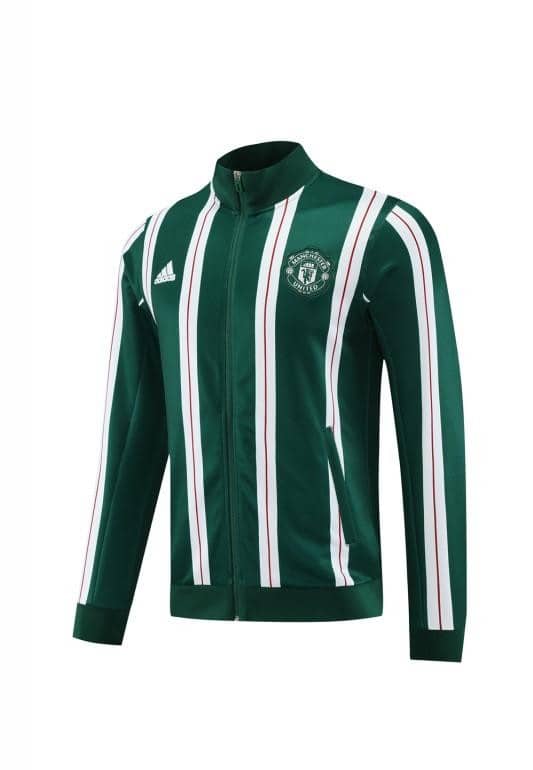 23/24 Manchester United Green White Stripe Full Zipper Jacket+Pants - Image 7