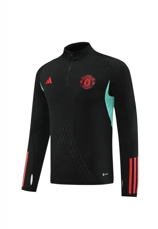 23/24 Manchester United Black Half Zipper Jacket+Pants - Image 2