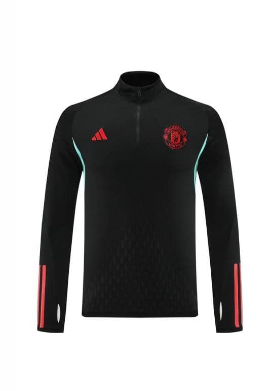 23/24 Manchester United Black Half Zipper Jacket+Pants - Image 3