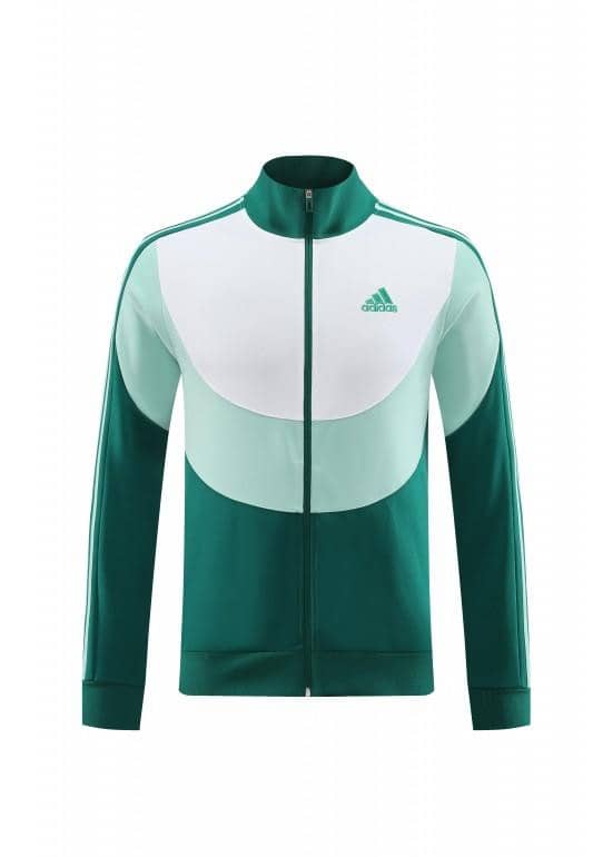 23/24 Adidas White/Green Full Zipper Hooide Jacket+Pants - Image 2