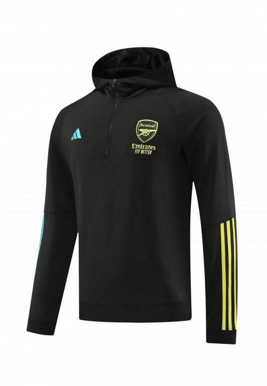 23/24 Arsenal  Black Hoodie Half Zipper Jacket+ Pants - Image 5