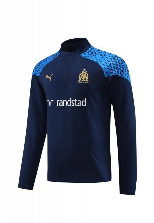 23/24 Olympique Marseille Navy Half Zipper Jacket+ Pants - Image 5