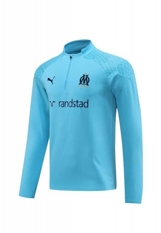 23/24 Olympique Marseille Blue Half Zipper Jacket+ Pants - Image 6